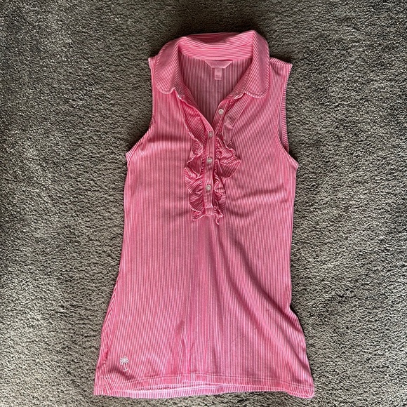 Lilly Pulitzer Tops - Like new lilly pulitzer polo. Size XS. Pink/white